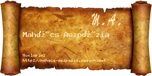 Mahács Aszpázia névjegykártya